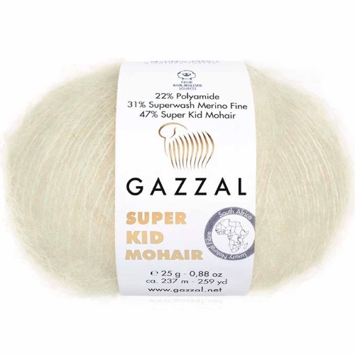 Włóczka Gazzal Super Kid Mohair 64437 śmietankowy