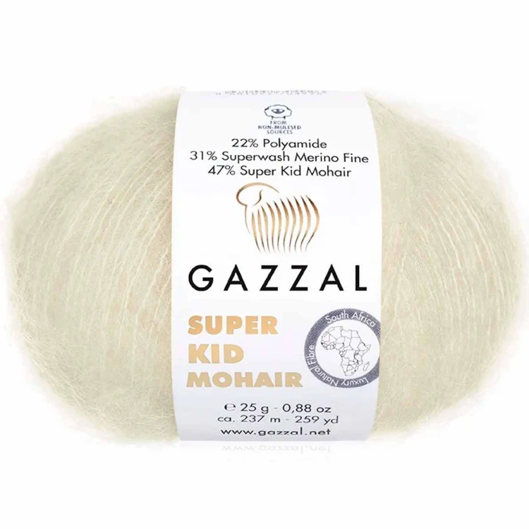 Włóczka Gazzal Super Kid Mohair 64437 śmietankowy