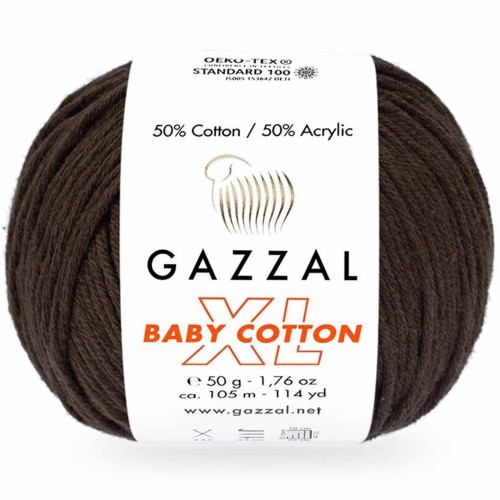 Włóczka Gazzal Baby Cotton XL 3436 ciemny brązowy