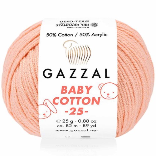 Włóczka Gazzal Baby Cotton 25 - 3412 ciemny brzoskwiniowy