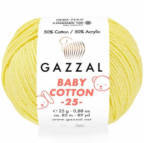 Włóczka Gazzal Baby Cotton 25 - 3413 jasny żółty