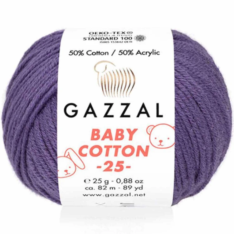 Włóczka Gazzal Baby Cotton 25 - 3440 ciemny fioletowy