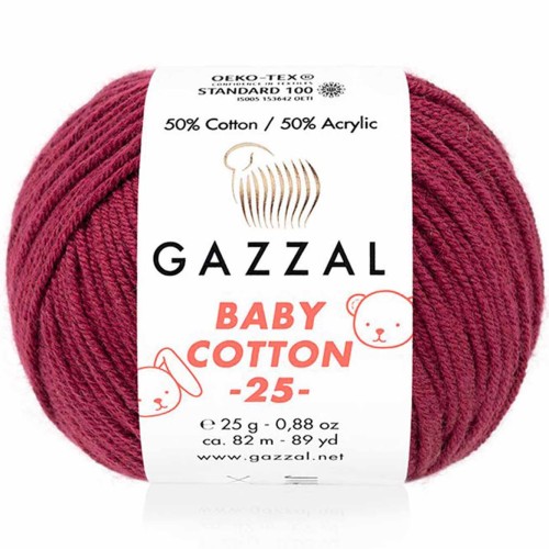 Włóczka Gazzal Baby Cotton 25 - 3442 bordowy