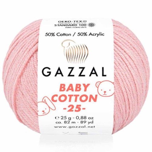 Włóczka Gazzal Baby Cotton 25 - 3444 pudrowy róż