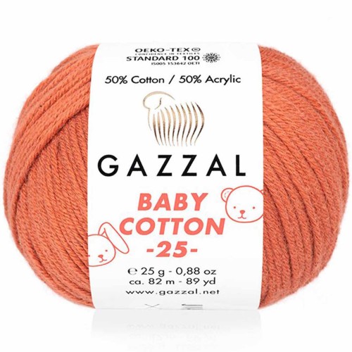 Włóczka Gazzal Baby Cotton 25 - 3454 terakota