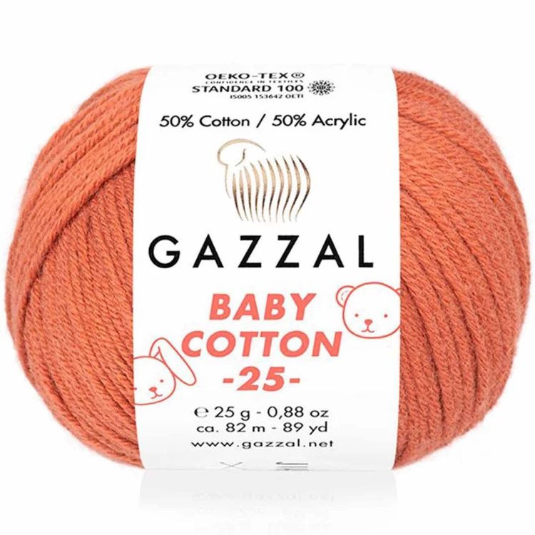 Włóczka Gazzal Baby Cotton 25 - 3454 terakota