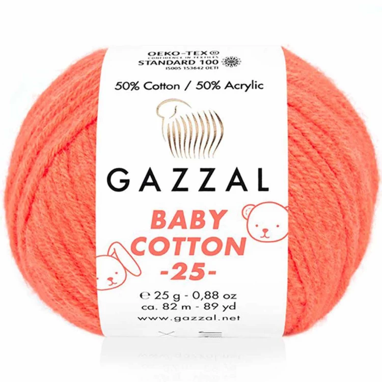 Włóczka Gazzal Baby Cotton 25 - 3459 neonowy pomarańcz