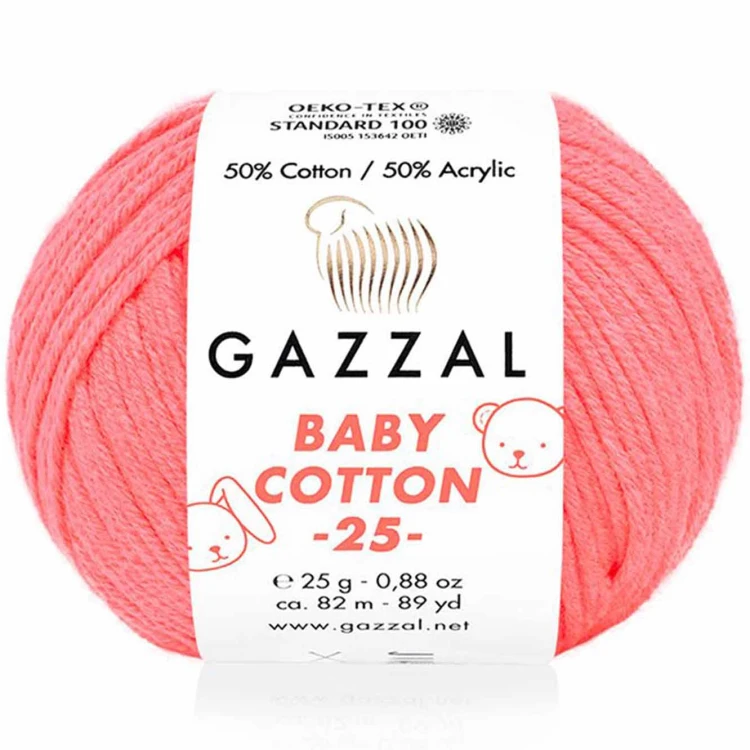 Włóczka Gazzal Baby Cotton 25 - 3460 neonowy koral