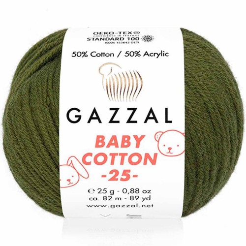 Włóczka Gazzal Baby Cotton 25 - 3463 khaki