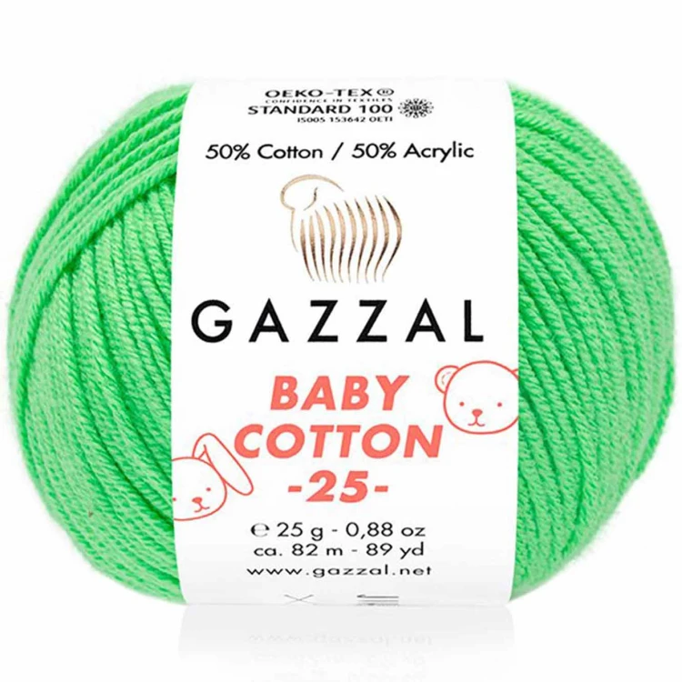 Włóczka Gazzal Baby Cotton 25 - 3466 jasny zielony
