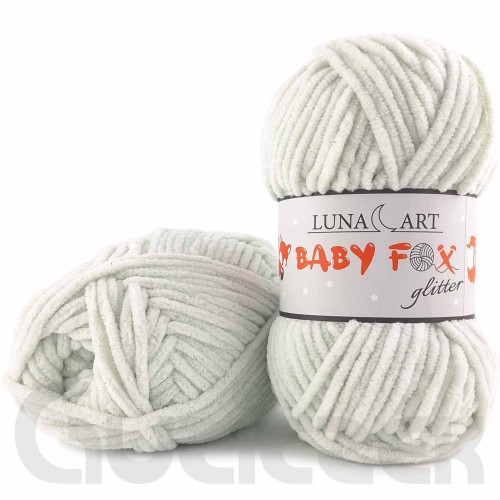 Włóczka Luna Art Baby Fox Glitter 820-03 szarozielony