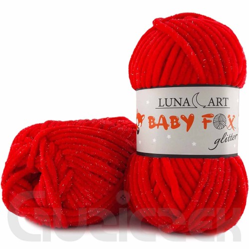 Włóczka Luna Art Baby Fox Glitter 820-08 czerwony