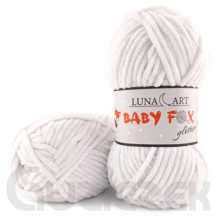 Włóczka Luna Art Baby Fox Glitter 820-01 biały