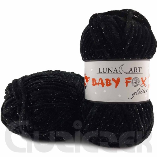 Włóczka Luna Art Baby Fox Glitter 820-10 czarny