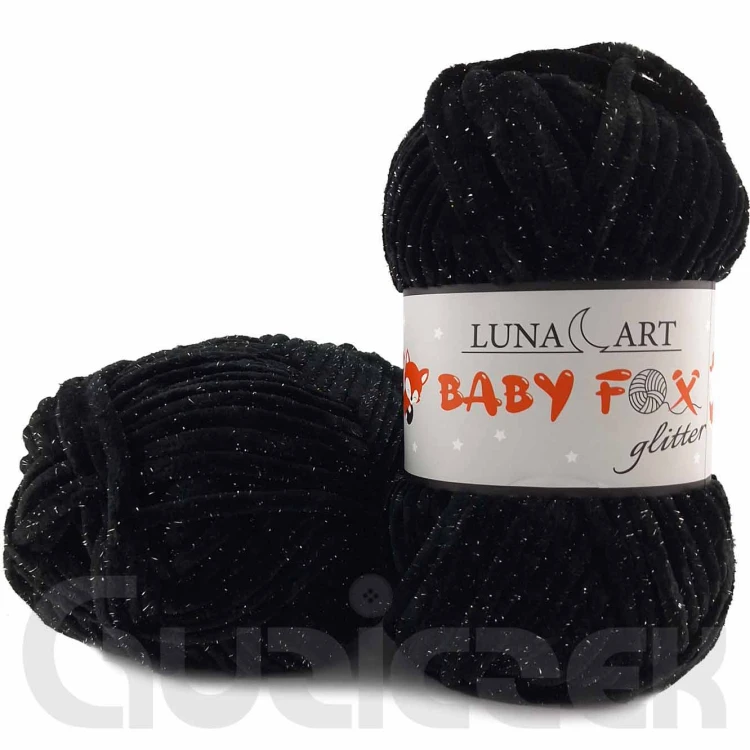 Włóczka Luna Art Baby Fox Glitter 820-10 czarny