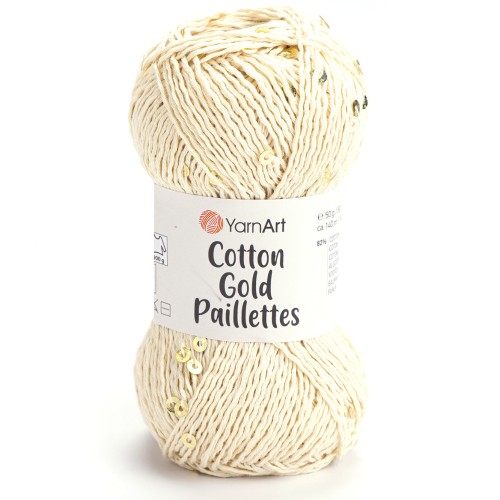 Włóczka YarnArt Cotton Gold Paillettes 7103 ecru