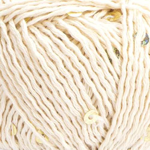Włóczka YarnArt Cotton Gold Paillettes 7103 ecru