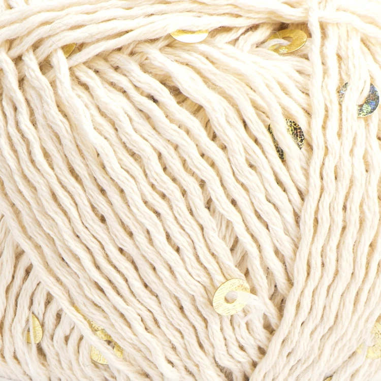 Włóczka YarnArt Cotton Gold Paillettes 7103 ecru