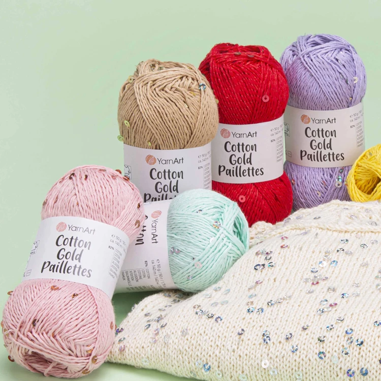 Włóczka YarnArt Cotton Gold Paillettes
