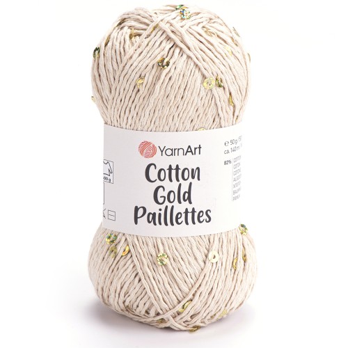Włóczka YarnArt Cotton Gold Paillettes 7104 beżowy