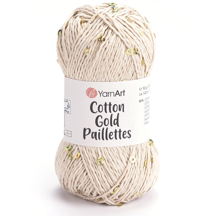 Włóczka YarnArt Cotton Gold Paillettes 7104 beżowy