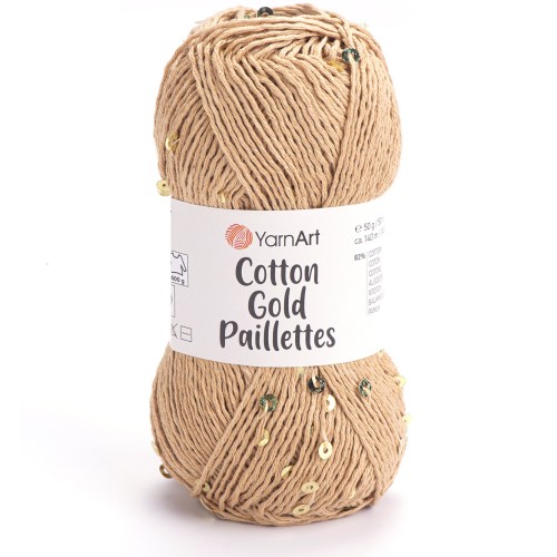 Włóczka YarnArt Cotton Gold Paillettes 7105 ciepły beżowy