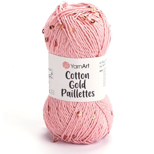 Włóczka YarnArt Cotton Gold Paillettes 7108 brudny róż