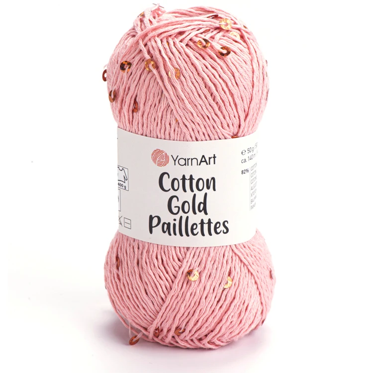 Włóczka YarnArt Cotton Gold Paillettes 7108 brudny róż