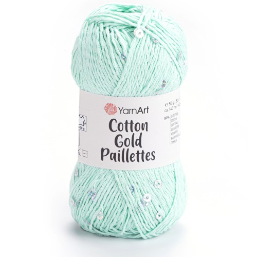 Włóczka YarnArt Cotton Gold Paillettes 7112 miętowy