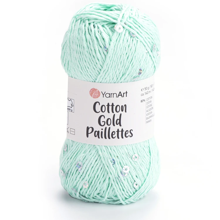 Włóczka YarnArt Cotton Gold Paillettes 7112 miętowy