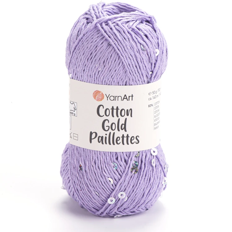 Włóczka YarnArt Cotton Gold Paillettes 7116 lawendowy