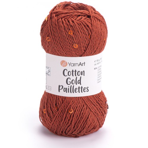 Włóczka YarnArt Cotton Gold Paillettes 7117 ceglany