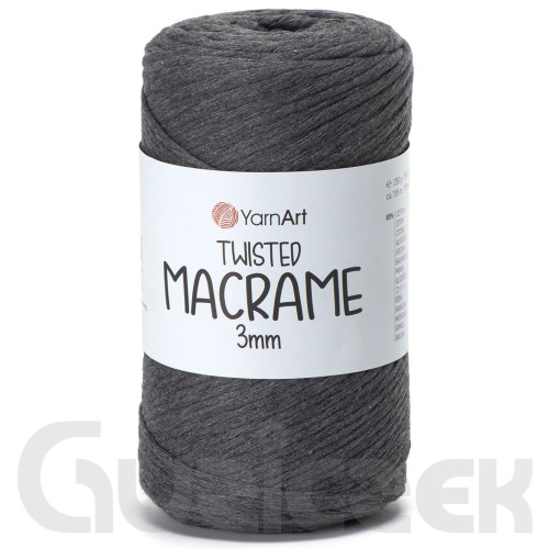 YarnArt twisted macrame 3mm 758 ciemny szary