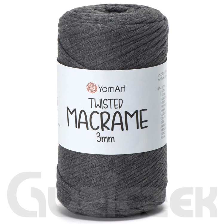 YarnArt twisted macrame 3mm 758 ciemny szary