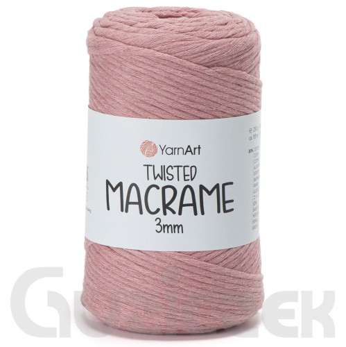 YarnArt twisted macrame 3mm 792 brudny róż