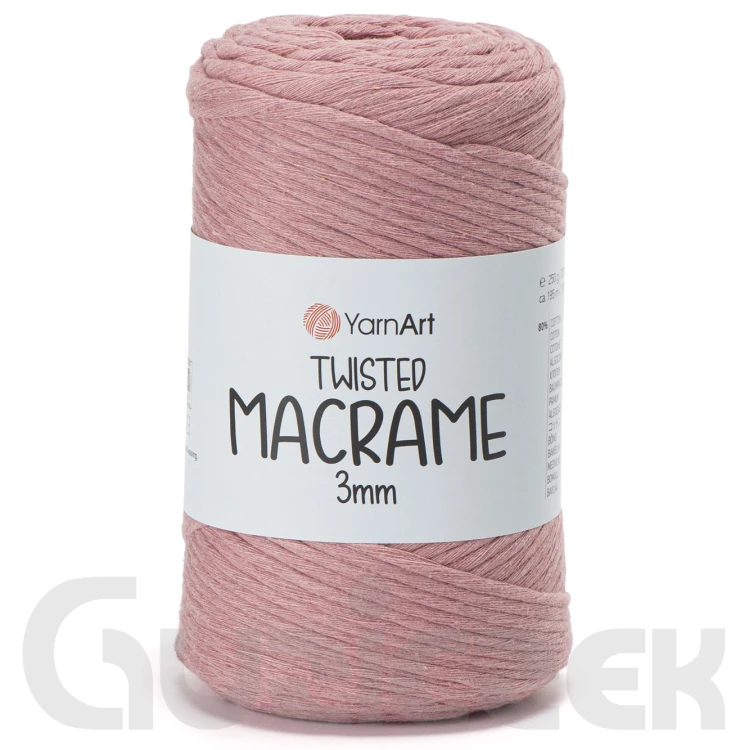 YarnArt twisted macrame 3mm 792 brudny róż
