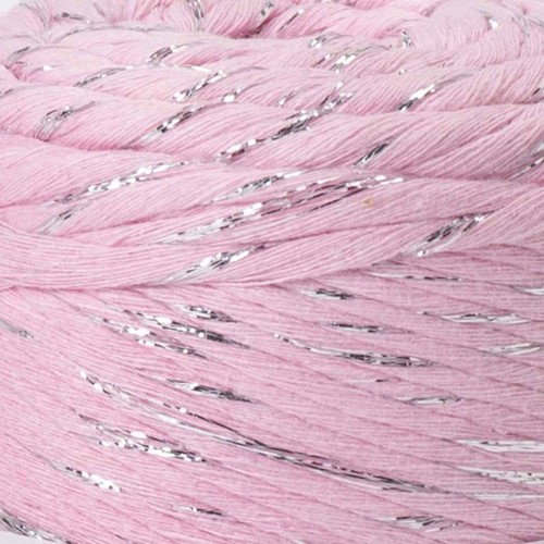 YarnArt twisted macrame 3mm lurex 762 jasny róż
