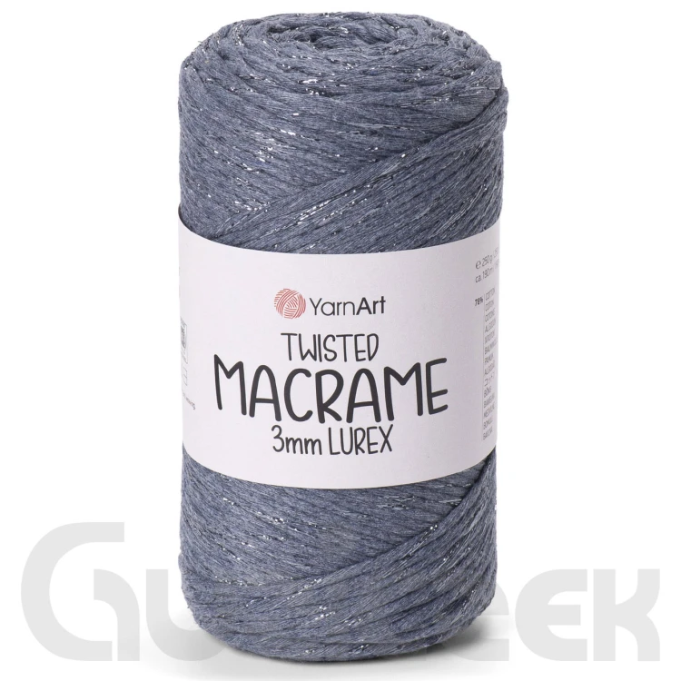 YarnArt twisted macrame 3mm lurex 761 jeans