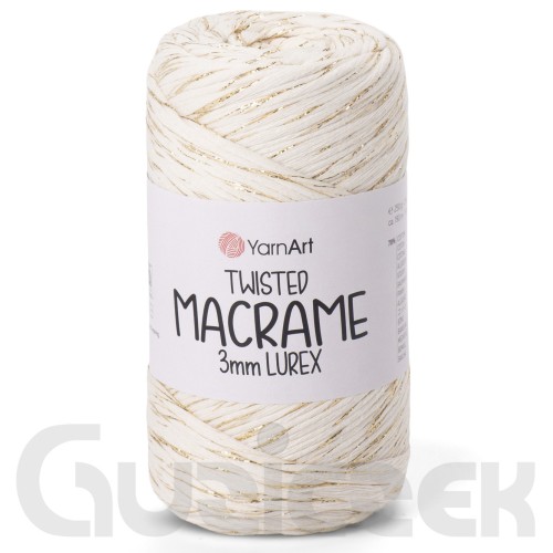 YarnArt twisted macrame 3mm lurex 752 naturalny