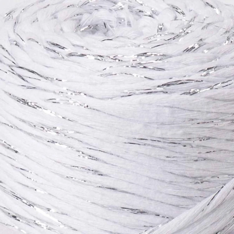 YarnArt twisted macrame 3mm lurex 751 biały