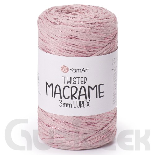 YarnArt twisted macrame 3mm lurex 792 brudny róż