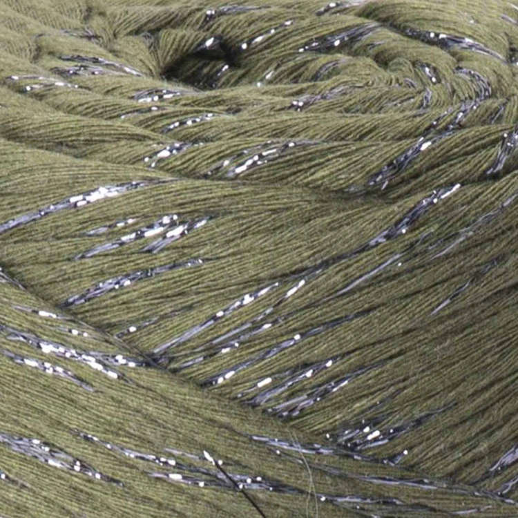 YarnArt twisted macrame 3mm lurex 787 oliwka