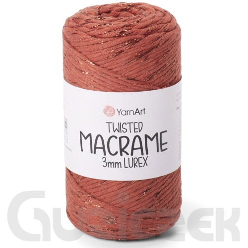 YarnArt twisted macrame 3mm lurex 785 cegła