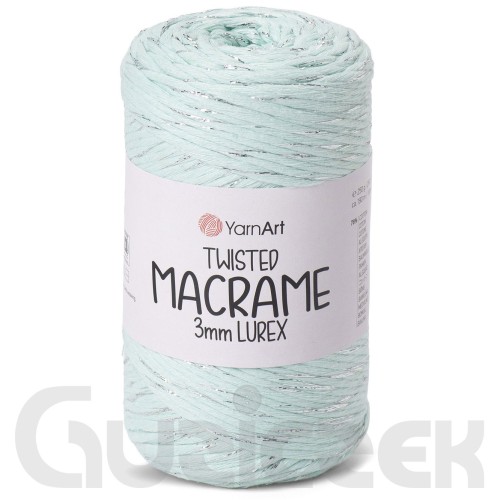 YarnArt twisted macrame 3mm lurex 775 miętowy