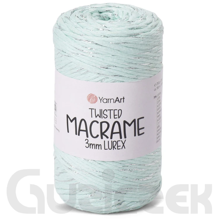 YarnArt twisted macrame 3mm lurex 775 miętowy