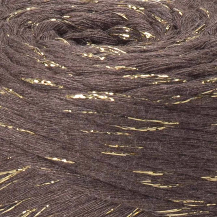 YarnArt twisted macrame 3mm lurex 769 czekoladowy