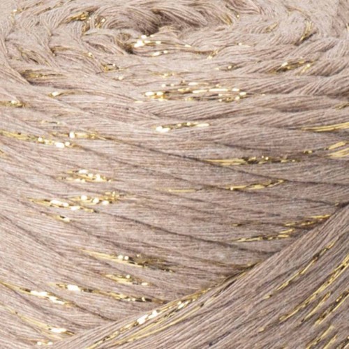 YarnArt twisted macrame 3mm lurex 768 ciemny beż