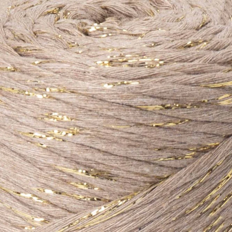 YarnArt twisted macrame 3mm lurex 768 ciemny beż