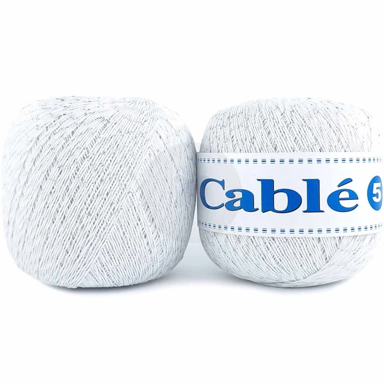 Kordonek Cable 5 biały ze srebrnym 001-S