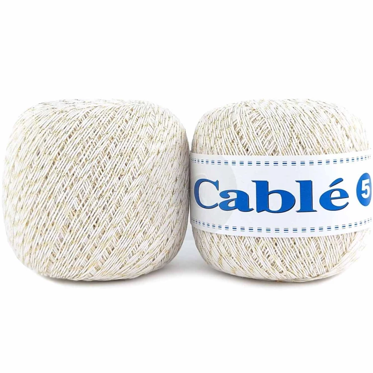 Kordonek Cable 5 biały ze złotym 001-G
